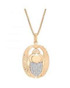 Men's Diamond Scarab 22" Pendant Necklace (1/4 ct. t.w.) in 14k Gold-Plated Sterling Silver