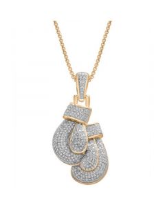 Men's Diamond Boxing Gloves 22" Pendant Necklace (1/2 ct. t.w.) in 14k Gold-Plated Sterling Silver