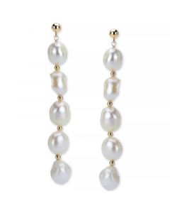 Black Cultured Freshwater Baroque Pearl (11-12mm) Drop Earrings in 14k Gold (Also in White & Pink Cultured Freshwater Baroque Pearl)