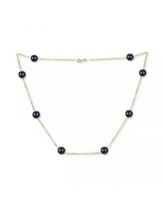 Onyx Bead 18" Collar Necklace in 14k Gold (Also in Jade, Lapis Lazuli, Rose Quartz, & Turquoise)