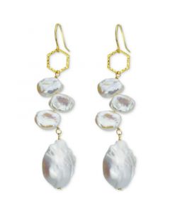 Keshi Baroque Pearl (8-9mm & 14-16mm) Drop Earrings in 14k Gold-Plated Sterling Silver