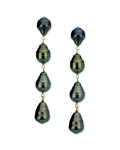 Cultured Tahitian Baroque Pearl (9-11mm) Drop Earrings in 14k Gold