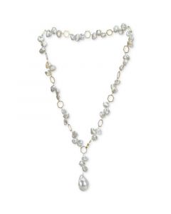 Keshi Baroque Pearl (8-9mm & 14-16mm) Cluster 20" Lariat Necklace in 18k Gold-Plated Sterling Silver