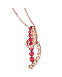 Passion Ruby (5/8 ct. t.w.) & Nude Diamond (1/2 ct. t.w.) Swirled 18" Pendant Necklace in 14k Rose Gold