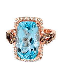 Blue Topaz (9-1/3 ct. t.w.) & Diamond (1/2 ct. t.w.) Ring in 14k Rose Gold