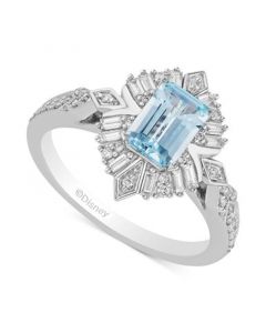 Aquamarine (7/8 ct. t.w.) & Diamond (1/3 ct. t.w.) Elsa Ring in 14k White Gold