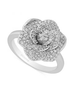 Diamond Cinderella 70th Anniversary Gardenia Flower Ring (1/5 ct. t.w.) in 14k White Gold