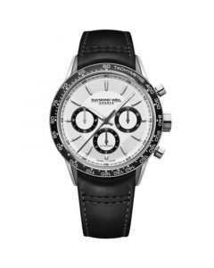 Men's Swiss Automatic Chronograph Freelancer Black Leather Strap Watch 44mm