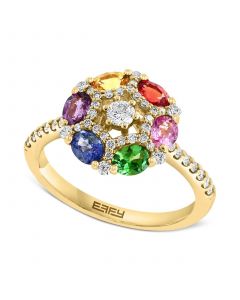 EFFY® Multi-Sapphire (1-3/8 ct. t.w.) & Diamond (3/8 ct. t.w.) Cluster Ring in 14k Gold