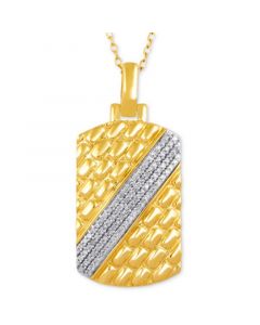 Men's Diamond Nugget-Inspired Dog Tag 22" Pendant Necklace (1/5 ct. t.w.) in 18k Gold-Plated Sterling Silver