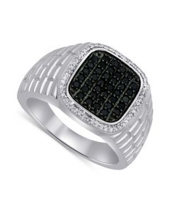 Men's Black & White Diamond Ring (3/4 ct. t.w.) in Sterling Silver