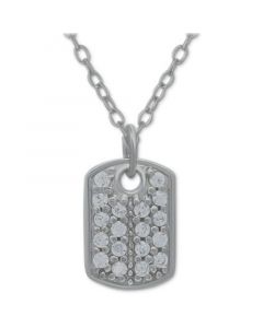 Cubic Zirconia Dog Tag 18" Pendant Necklace in Sterling Silver, Created for Macy's