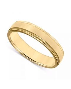 Men's Satin Finish Beveled Edge Band in 18k Gold-Plated Sterling Silver (Also in Sterling Silver)