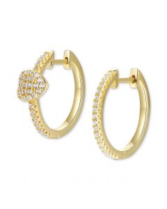 White Topaz Pavé Heart Small Hoop Earrings (1/4 ct. t.w.) in Gold-Plated Sterling Silver, 0.75"