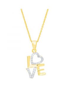 Diamond "Love" 18" Pendant Necklace (1/6 ct. t.w.) in 14k Gold-Plated Sterling Silver