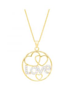 Diamond "Love" Heart Circle 18" Pendant Necklace (1/8 ct. t.w.) in 14k Gold-Plated Sterling Silver