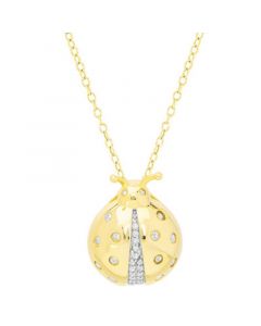 Diamond Ladybug 18" Pendant Necklace (1/5 ct. t.w.) in 14k Gold-Plated Sterling Silver