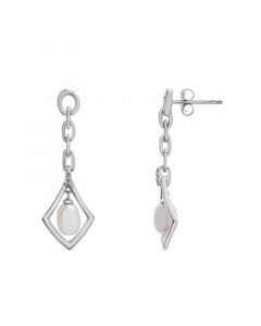 Cultured Freshwater Pearl (7x5mm) Dangling Earrings in Sterling Silver