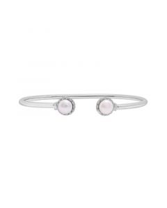 Cultured Freshwater Pearl (6mm) & Diamond (1/10ct. tw.) Open Bangle in Sterling Silver