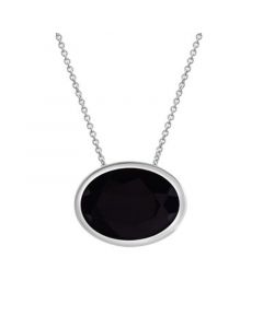 Onyx (14mm x 10mm) Oval Pendant Necklace