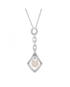 Cultured Freshwater Pearl (8x6mm) Dangling Pendant in Sterling Silver