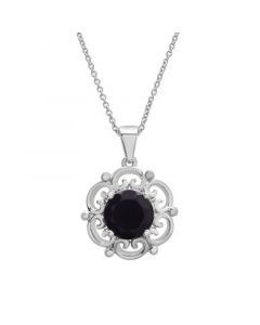 Onyx (7mm) Flower Pendant Necklace