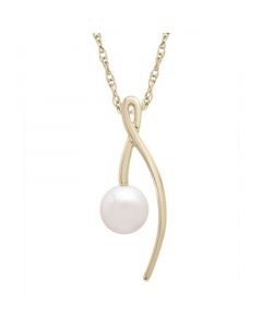 Culture Freshwater Pearl Crossed Pendant in 14K Yellow Gold