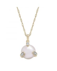 Cultured Freshwater Pearl with Diamond Accent Fashion Pendant Necklace in 14K Yellow Gold