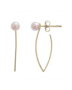 Cultured Freshwater Pearl (6mm) Fashion Earrings in 14K Yellow Gold