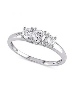 Diamond Three Stone Engagement Ring (1/2 ct. t.w.) in 14k White Gold