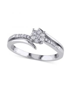 Diamond Cluster Swirl Engagement Ring (1/5 ct. t.w.) in 14k White Gold