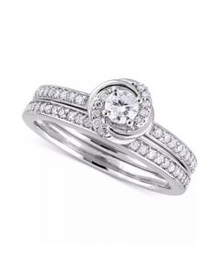 Diamond Swirl Halo Bridal Set (1/2 ct. t.w.) in 14k Gold