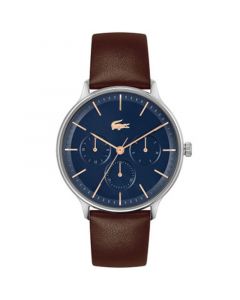 Men's Lacoste Club Brown Apple Peel Strap Watch 42mm