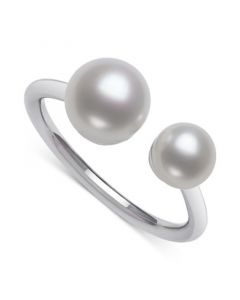 Cultured Freshwater Button Pearl (5 & 7mm) Cuff Ring in Sterling Silver