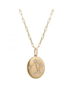 Diamond Libra Constellation 18" Pendant Necklace (1/20 ct. tw) in 10k Yellow Gold, Created for Macy's