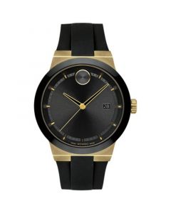 Men's Swiss Bold Black Silicone Strap Watch 42mm