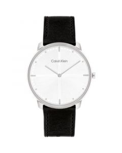 Unisex Black Leather Strap Watch 40mm