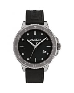 Men's Black Silicone Strap Watch 44mm