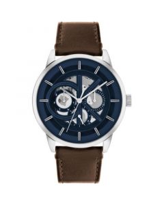 Men's Brown Leather Strap Watch 43mm