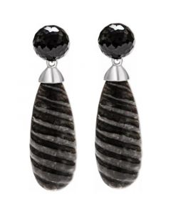 Charcoal Jade & Black Spinel Drop Earrings in Sterling Silver (Also in Green Jade & Prasiolite)