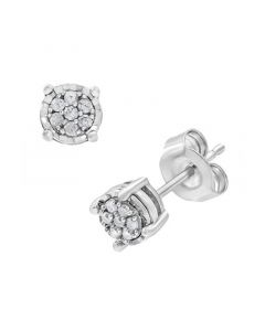 Diamond Cluster Stud Earrings (1/4 ct. t.w.) in 10k White Gold