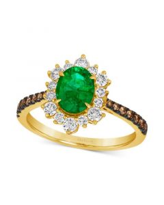 Costa Smeralda Emeralds (7/8 ct. t.w.) & Diamond (5/8 ct. t.w.) Halo Ring in 14k Gold