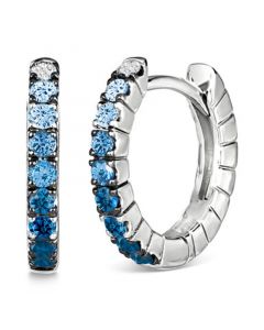 Denim Ombré Sapphire (1/4 ct. t.w.) & White Sapphire (1/20 ct. t.w.) Small Hoop Earrings in 14k White Gold, 0.5"