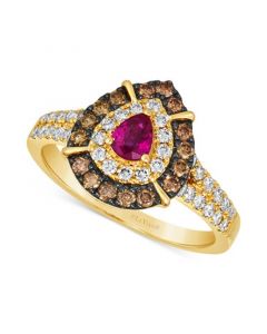 Passion Ruby (1/4 ct. t.w.) & Diamond (3/4 ct. t.w.) Halo Ring in 14k Gold