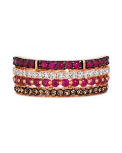 Chocolatier® Passion Ruby (3/4 ct. t.w.) & Diamond (1/2 ct. t.w.) Multirow Band in 14k Rose Gold