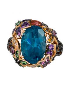 Multi-Gemstone (7-3/4 ct. t.w.) & Nude Diamond (1/10 ct. t.w.) Statement Ring in 14k Rose Gold