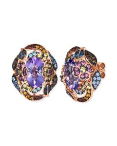 Multi-Gemstone Floral Cluster Statement Stud Earrings (7-3/4 ct. t.w.) in 14k Rose Gold