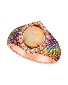 Multi-Gemstone (1-7/8 ct. t.w.) & Nude Diamond (1/6 ct. t.w.) Statement Ring in 14k Rose Gold