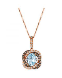 Blue Topaz (1-7/8 ct. t.w.) & Diamond (3/8 ct. t.w.) 20" Pendant Necklace in 14k Rose Gold