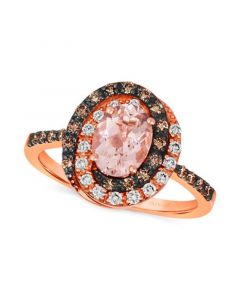 Peach Morganite (7/8 ct. t.w.) & Diamond (3/8 ct. t.w.) Halo Ring in 14k Rose Gold